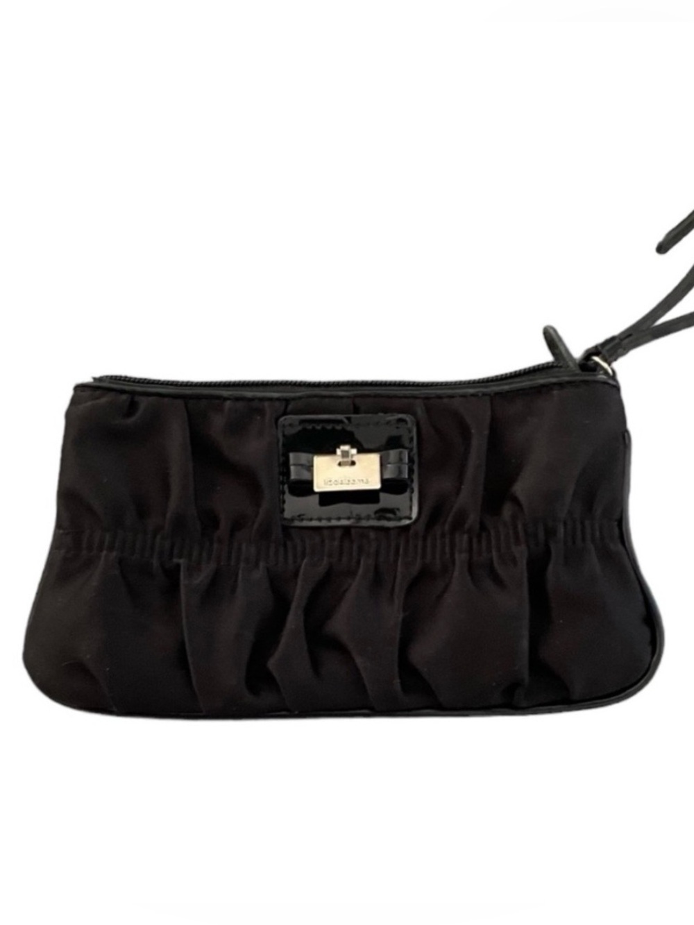 LIZ CLAIBORNE Women’s Wristlet Black w/Gold-Toned Hardware On Patent Lea…